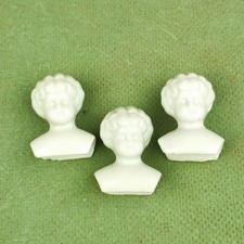 3 antique China Doll heads, shoulder plate doll head, 1.75" / 44 mm, porcelain