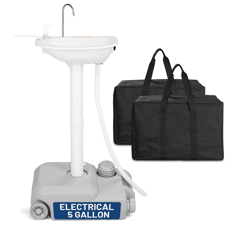 AplusChoice Electric Portable Sink Hand Washing Station 5 Gallon Tanks & 2 Bags