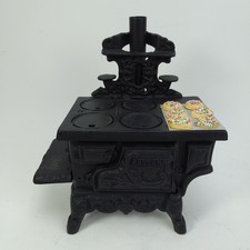 CRESCENT Miniature Cast Iron Stove Cooktop Range Oven Toy Doll Sized 11" Tall
