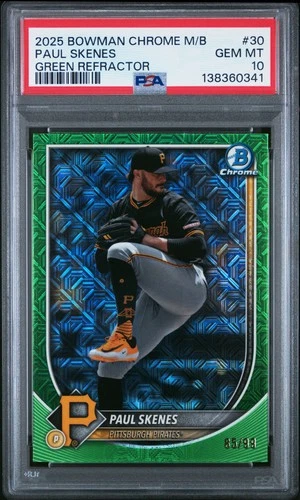 2025 Bowman Chrome Mega Box - Paul Skenes #30 - Green Refractor PSA10 POP2