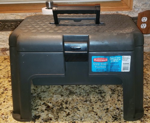 Cassetta degli attrezzi vintage Rubbermaid Roughneck Step Sgabello #7768 20,2" x 13,7" x 13"