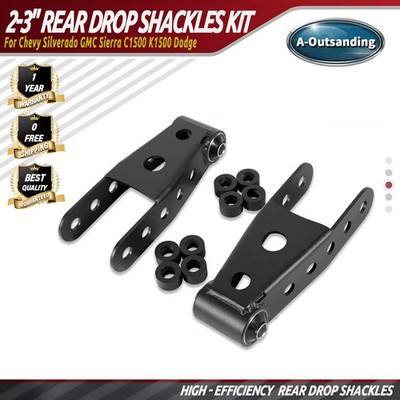 2-3'' Rear Drop Shackles Kit Fits Chevy Silverado GMC Sierra C1500 K1500 Dodge
