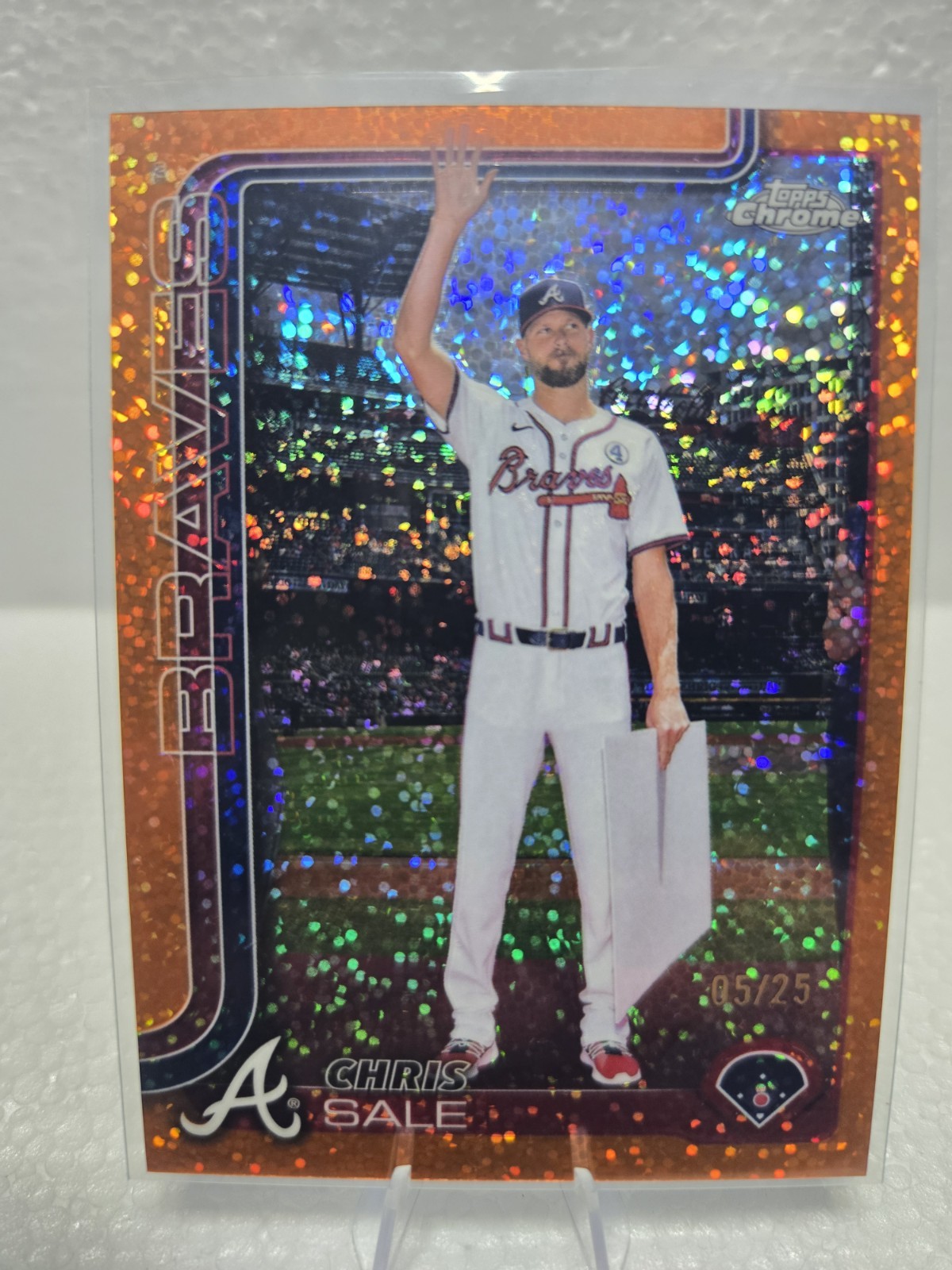 2025 Topps Chrome Chris Sale Orange Speckle Image Variation /25 #182