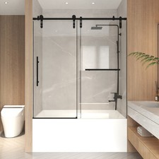 56-60"W x 66"H Frameless Sliding Bathtub Door 5/16" Glass Stainless Steel Shower