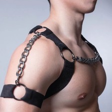 Men's Stretch Leather Band Belt Chest Waist Body Straps Harness Gay Clubwear