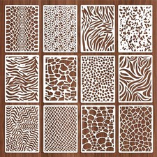 Jeffdad 12 Pcs Stencils for Crafts Reusable, Texture 8.27 x 5.9 Inch