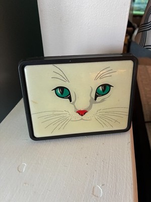 2''x2'' White Cat Hitch Cover - Cool Cat Head Kitty Eyes - Kitten Face 4''x5''