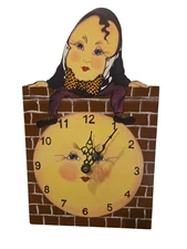 Whimsical Humpty Dumpty Wall Clock - Hand-Painted Wood Folk Art Novelty 13"