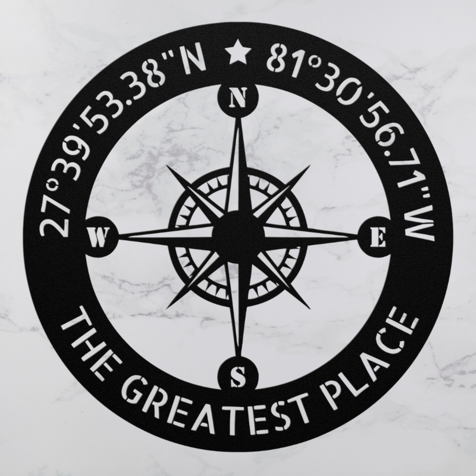 Custom Coordinates Metal Sign Personalized Nautical Compass Wall Art Home Decor