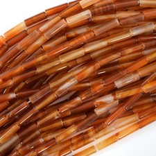 4x13mm natural carnelian tube beads 15.5" strand 13mm S2