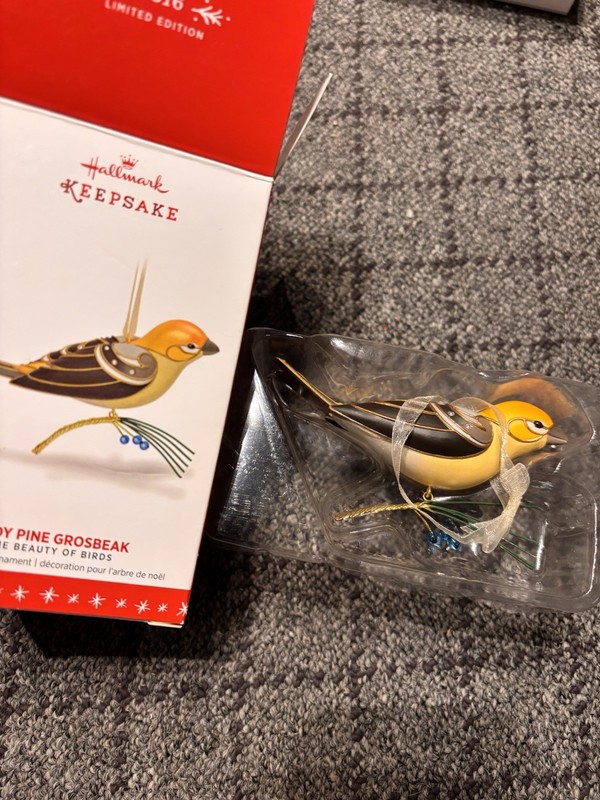 Hallmark Keepsake Beauty of Birds Lady Pine Grosbeak Ornament 2016 LE