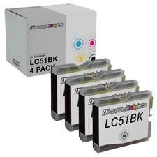 4PK LC51BK for Brother LC-51 BLACK Ink Cartridge MFC-465 MFC-336 MFC-885 MFC-230