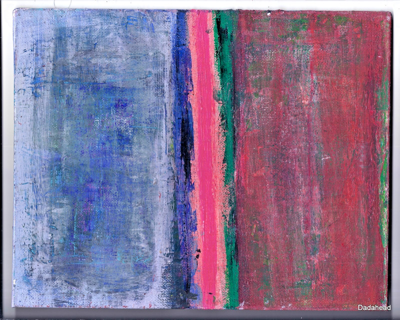 PINK in the Middle - Painting Colors 10X8 Distressed Art Dada Surrealism