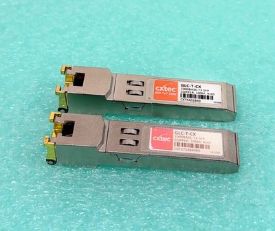 Lot of 2 CXTEC GLC-T-CX 10/100/1000BASE-T Copper SFP RJ-45 Transceiver Module