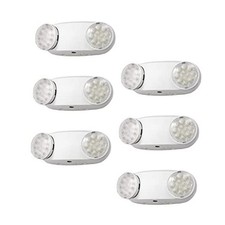 LED Emergency Lights with Battery Backup, UL Listed, AC 120/277V, 6 Pack White