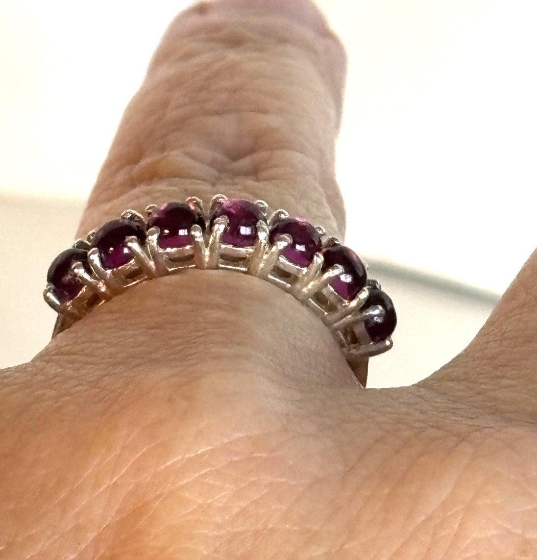 Size 9 Chuck Clemency 7-Stone Ruby Ring 2.6g Ster… - image 2