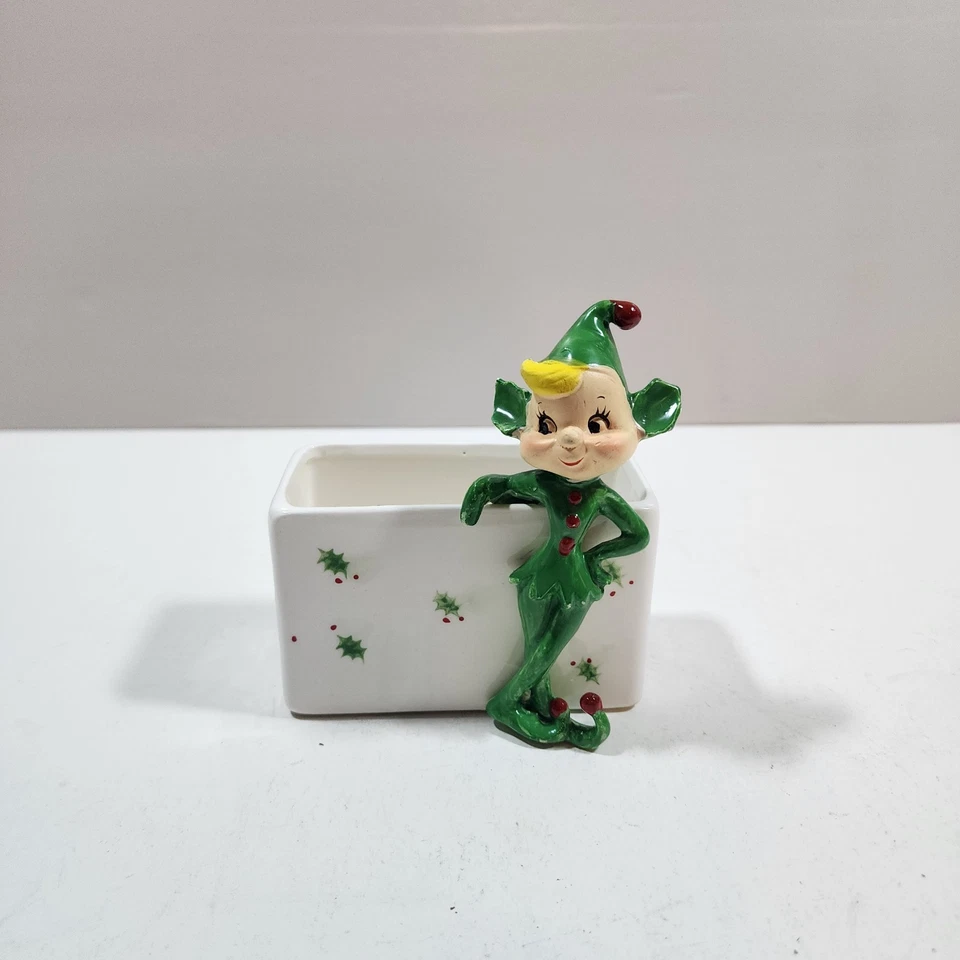 Plantador vintage Holt Howard Navidad Pixie Elf 1959 Foto 2 de 4