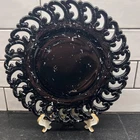VINTAGE FENTON BLACK AMETHYST WHITE SPLATTER SCROLL LACE REVERSE C 9" PLATE
