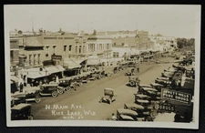 North Main Ave. Rice Lake, Wisconsin - 1920s RPPC Real Photo Postcard