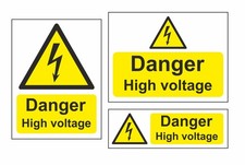DANGER HIGH VOLTAGE ELECTRIC ELECTRICAL HAZARD RISK PLASTIC SIGN WINDOW STICKER