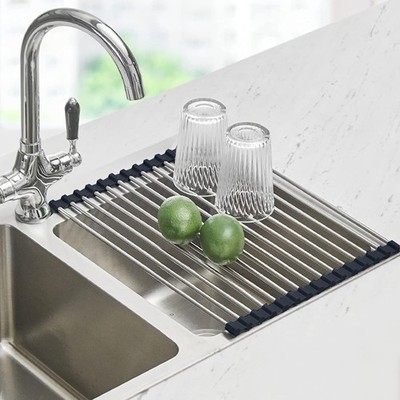 Seropy Roll Up Dish Drying Rack Over The Sink 17.5 x 11.8 in, Black 