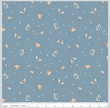 Camp Woodland 21”x18” Fat Qtr Juan Abello Riley Blake Moths Blue 