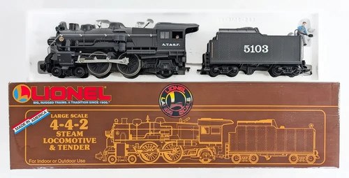 Lionel G-Scale 4-4-2 A.T.S.F. Locomotora y Tender Modelo 8-85103 | Condition: Used