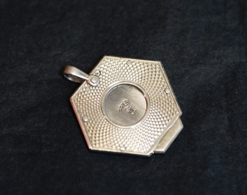 French Pocket Watch Chain Fob Eloi Guilloche Silver Cigar Cutter Pendant 1930's