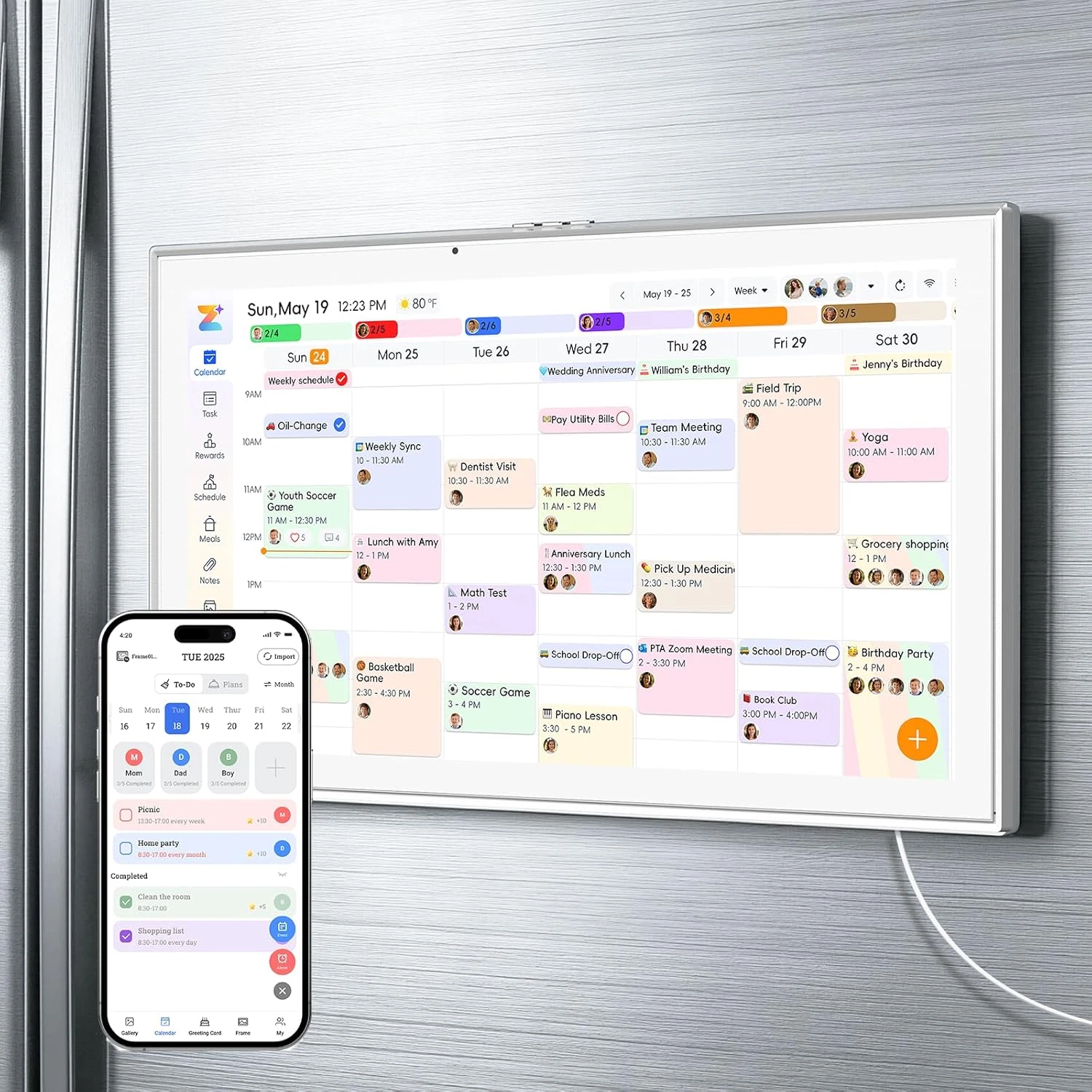 15.6" Smart Digital Calendar & Planner - Touch Screen, Magnetic, Family Organize