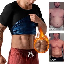 Men Sauna Suits Sweat Shirt Workout Tank Top Vest Sport Compression Body Shaper