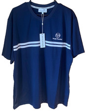Sergio Tacchini Giacomo Double Stripe Mesh T-Shirt Maritime Blue 2XL NWT