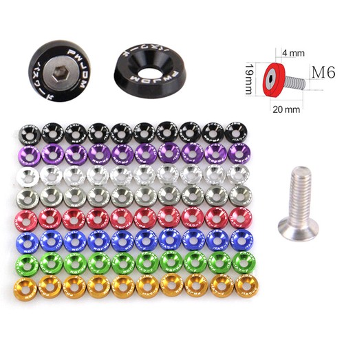 10Pcs Car Green Fender Bumper Washer Bolt Engine Bay Screw CNC Billet - Picture 5 of 8
