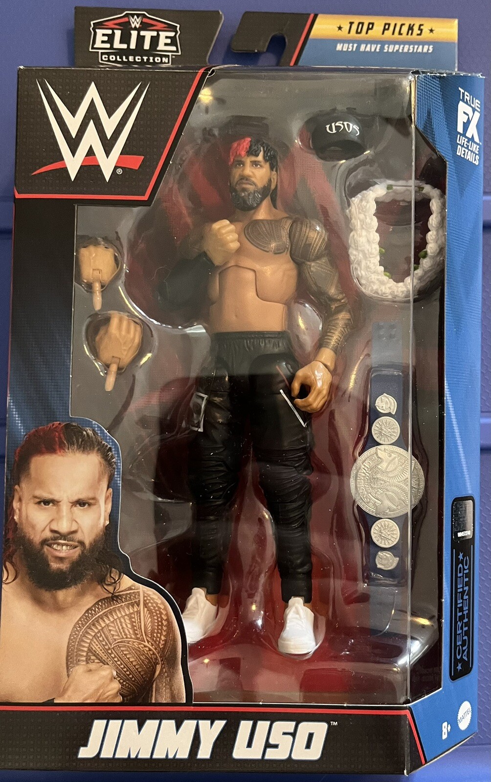 Mattel WWE Elite Top Picks Jimmy USO 2023 Wrestling Action Figure