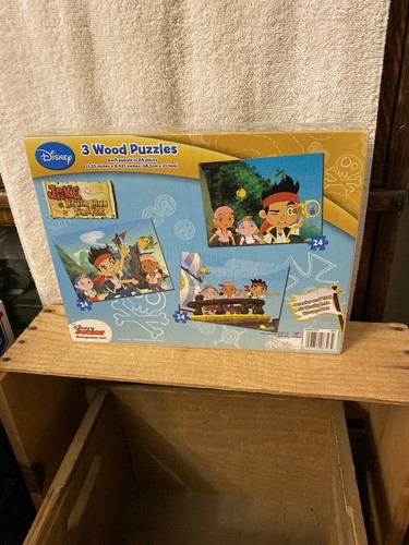 Disney Jake and the Never Land Pirates Set 3 Wood Puzzles Tray 24 Pieces Age 5+ - Picture 2 of 2
