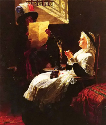 Oil edward matthew ward - marie antoinette listing to the act of accusation 36''
