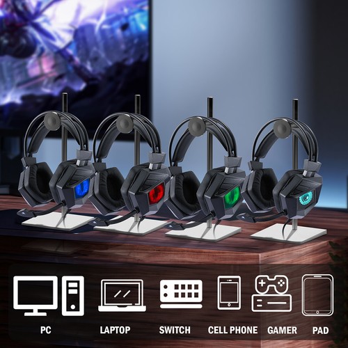 LED Auriculares con mic para juegos con cable de 3.5mm para PS4 PS5 PC Laptop US - Picture 7 of 59