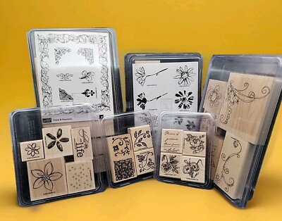 32 Two Step Stampin Up Plants Flowers Petals Frames Flourishes Rubber Stamps Lot