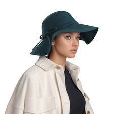 Women's Wide Brim Wool Floppy Sun Hat with Ribbon, Fashionable wide brim floppy