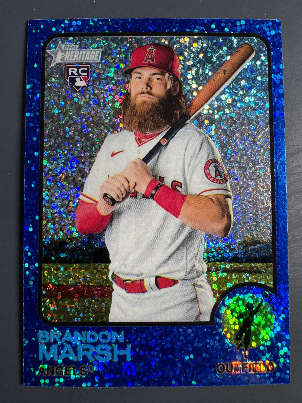 2022 Topps Heritage #176 Brandon Marsh Chrome Blue Sparkle