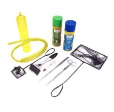 Aquarium Starter Set Kescher Pinzette Mulmglocke Scheibenreiniger Thermometer