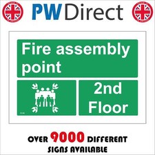 SIGN FIRE ASSEMBLY MUSTER POINT 2ND FLOOR DETAILS EMERGENCY FS198A SAFETY