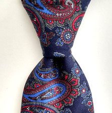 BERT PULITZER Men's 100 Silk Tie Paisley Navy/Multi EUC