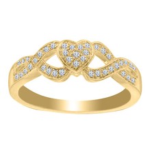 0.10Ct Diamond Accent Heart Split Shank Promise Ring in 10k Yellow Gold Plated