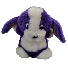 Cloud 9 Dan Brechner Hound Dog Plush Stuffed Animal Purple White Vintage 4.5"