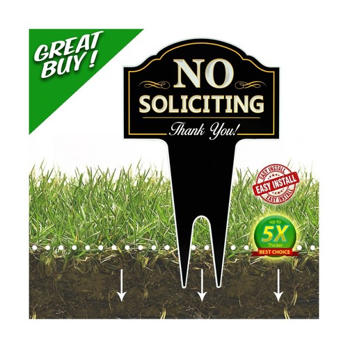 No Soliciting Outdoor Metal Yard Sign for Home House and Business | Stylish Cut - Picture 4 of 9