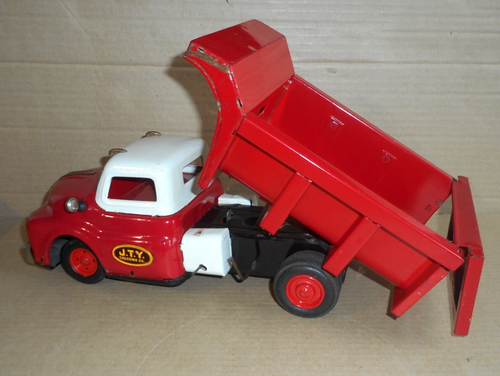 vintage tin toy YONEZAWA Japan - J.T.Y. TRUCKING CO. DUMP TRUCK - ? Ford ? - 50s - Photo 7/12