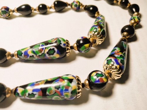 Vintage Venetian Millefiori Glass Beads Beaded Demi Parure - Picture 13 of 20