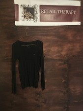 Old Navy Women's Black Round Neck Ribbed LS M