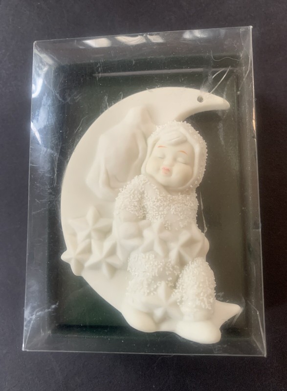Snowbabies Rock-A-Bye Baby Bisque Ornament In Box, Never Used