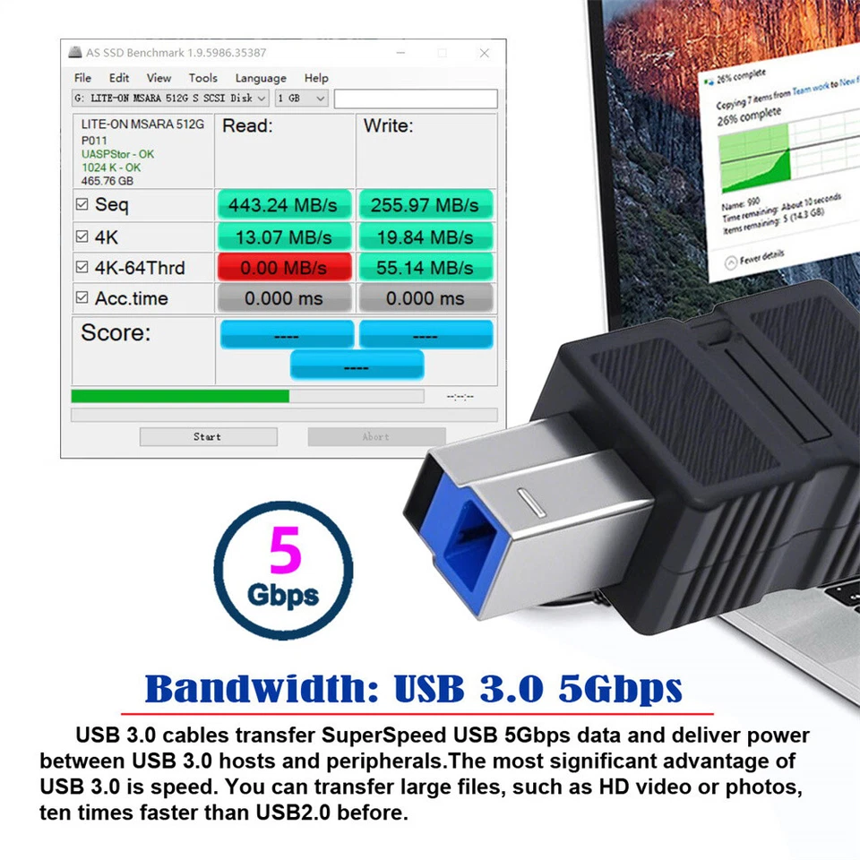 CY USB 3.0 Type-B Male to Type-A Male Female Extension Adapter 5Gbps for Disk - Image 4 of 4